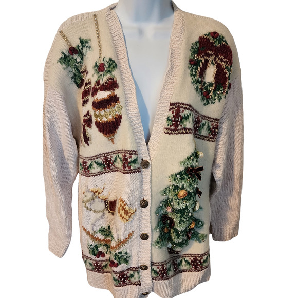 Marisa Christina Sweaters - Marisa Christina Classics 1994 Vintage Christmas Cardigan Size Large